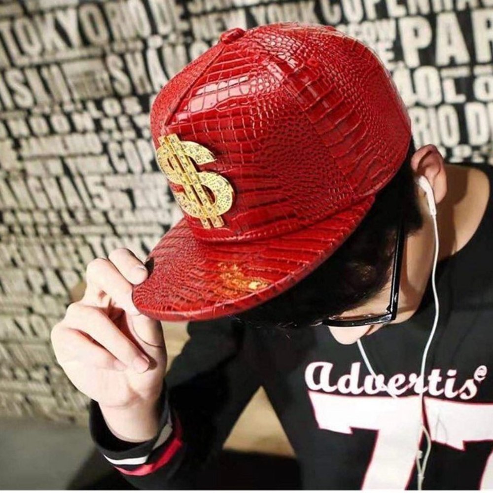 Hip Hop Hat for Men Dollar Flat-Brimmed Snap Closure Adjustable, Men Hats - Picture 2 of 4